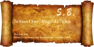 Schneller Boglárka névjegykártya